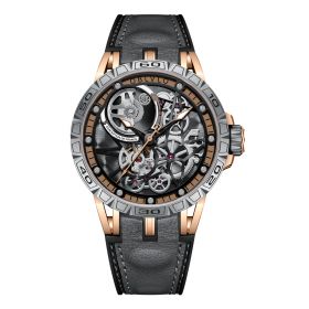 OBLVLO Sports Watch Skeleton Automatic Rose Gold Steel Watch for Men LM-TTB