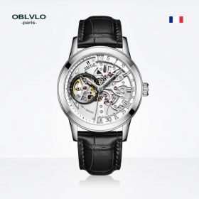 OBLVLO Tourbillon Skeleton Automatic Steel Watch for Men VM-S-YWB