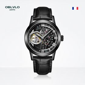 OBLVLO Tourbillon Skeleton Automatic Steel Watch for Men VM-S-BBBY