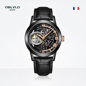 OBLVLO Tourbillon Skeleton Automatic Steel Watch for Men VM-S-BBBG