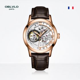 OBLVLO Tourbillon Skeleton Automatic Steel Watch for Men VM-S-PWS