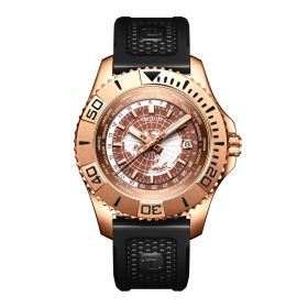 OBLVLO World Time Diving Sports Rose Gold Automatic Military Dive Men Watches BM-PWB