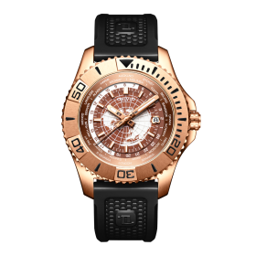 OBLVLO World Time Diving Sports Rose Gold Automatic Military Dive Men Watches BM-PWB