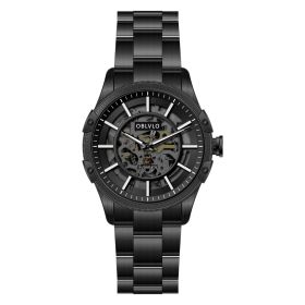 OBLVLO Stainless Steel Skeleton Dial Transparent Caseback Waterproof Men's Mechanical Automatic Watch CAM-AR-SK-BBB