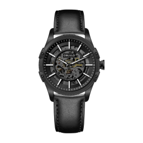 OBLVLO Stainless Steel Skeleton Dial Transparent Caseback Waterproof Men's Mechanical Automatic Watch CAM-AR-SK-BBBL