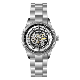 OBLVLO Stainless Steel Skeleton Dial Transparent Caseback Waterproof Men's Mechanical Automatic Watch CAM-AR-SK-YBY