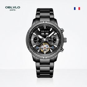 OBLVLO CM Series Mens Tourbillon Watches Steel  Automatic Watch CM-T-BBB