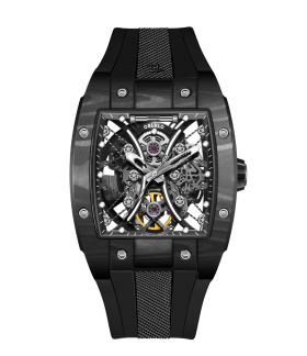 OBLVLO Louvre Series Skeleton Automatic Mechanical Watch Rubber Strap-EM-S-BBBB