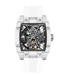 OBLVLO Louvre Series Skeleton Automatic Mechanical Watch Rubber Strap-EM-S-WBW