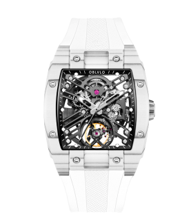 OBLVLO Louvre Series Skeleton Automatic Mechanical Watch Rubber Strap EM-ST-WBW