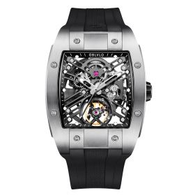 OBLVLO Louvre Series Skeleton Automatic Mechanical Watch Rubber Strap