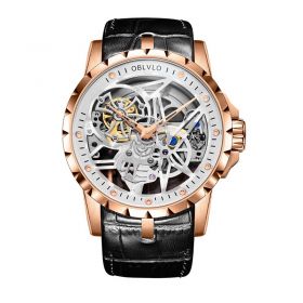 OBLVLO RM-S Men's Skeleton Tourbillon Automatic Rose Gold Watch RM-S-PWB