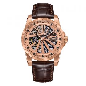 OBLVLO Knight Series Skeleton Automatic Mechanical Watch LeatherStrap RMS-U-PPW