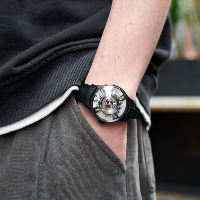 OBLVLO All Black Steel Curvature Engine Star Ship Men Super Luminous ...