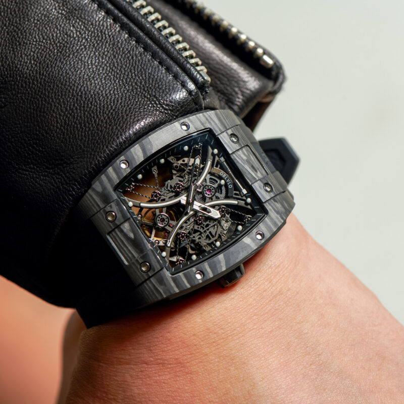 OBLVLO Louvre Series Skeleton Automatic Mechanical Watch Rubber Strap ...