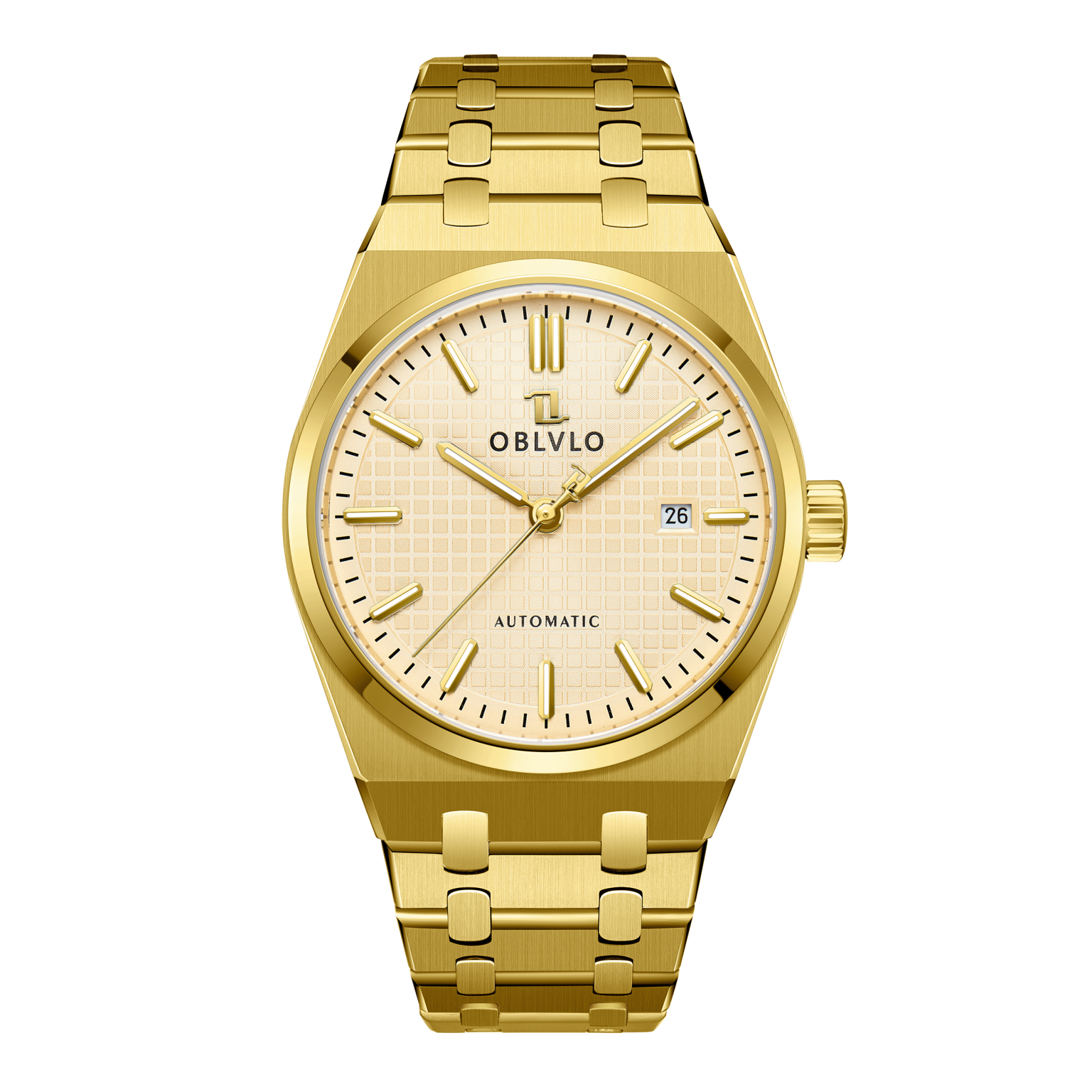 Tm Watch OBLVLO Top Brand Two Tone Stainless Steel Automatic Watch Luminous ...