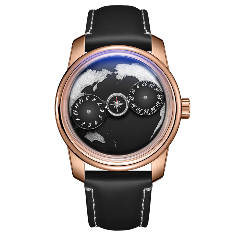OBLVLO Mens Three Wheels Creative Earth Dial Sapphire Blue Luminous ...