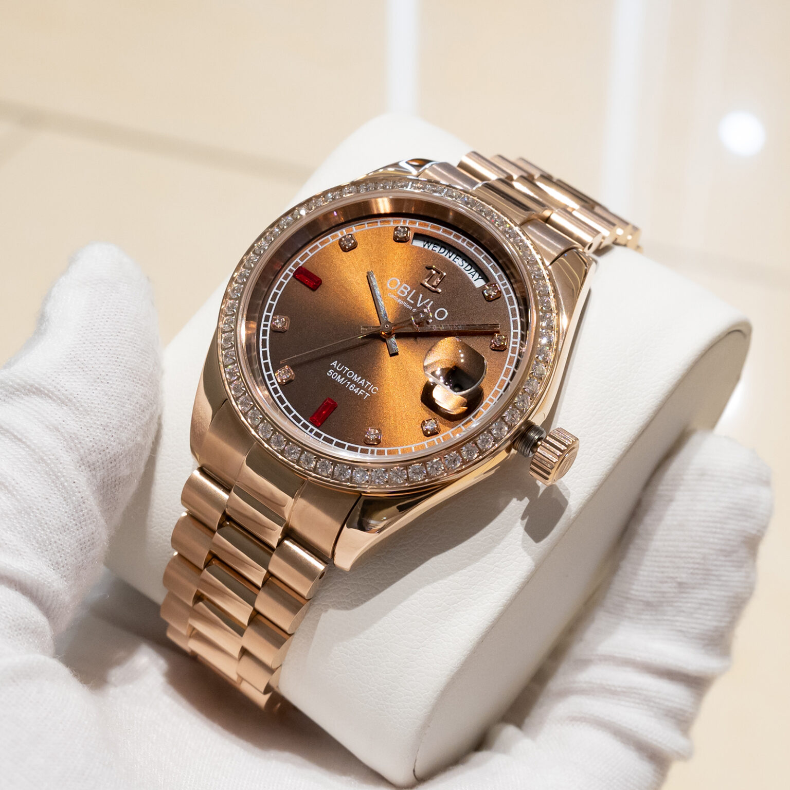 RX Series,40mm,diamond bezel,Rose Gold Steel Strap ,Rose Gold Dial RX ...